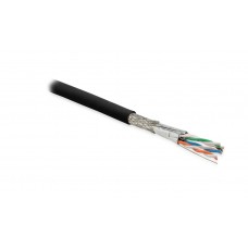 Hyperline SFTP4-C6A-S23-OUT-PE-BK-500 (500 м) Кабель витая пара, экранированная (S/FTP), категория 6a, 4 пары (23 AWG), одножильный (solid), каждая пара в фольге, общий экран - медная оплетка, для внешней прокладки, PE, черный