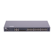 GIGALINK GL-SW-F201-28 Коммутатор L2, 24 Base-T 10/100Mb/s, 4 Combo TX/SFP 1000Mb/s, 1Console. 1U 19’’, 220V